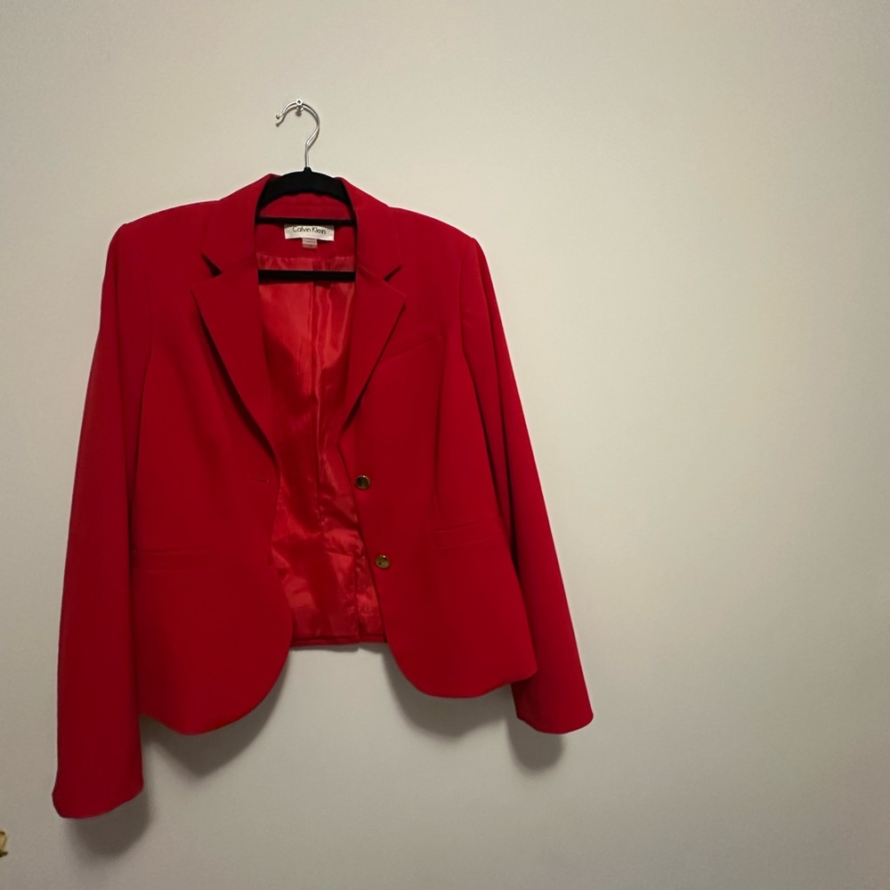 Calvin Klein Red Structured Blazer